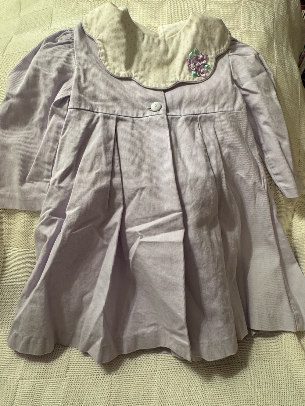 Girls 2pc Vintage Lavender Long-Sleeve coat w/Embroidered Collar with dresses